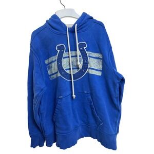 NFL Indianapolis Colts Horseshoe Graphic Hoodie Blue Vintage Collection Men's L